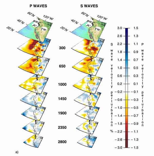 Fig. 11. (a) Three-dimensional view of the plumes beneath Yellowstone (YW).